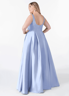 Azazie Neve Bridesmaid Dresses Ice Ball-Gown with Pockets Stretch Satin Dress image8