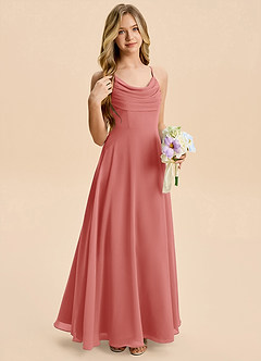Azazie Gia Junior A-Linie Plissee Chiffon Kleid Antike Rose image5
