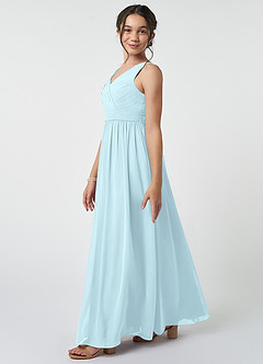 Azazie Kora Junior Cloud Blue A-Line Pleated Chiffon Dress image3