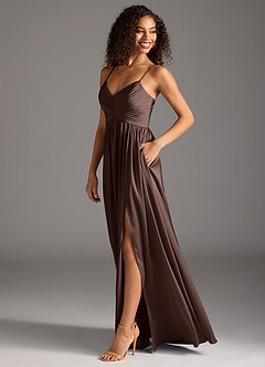 Azazie Alia Abiti da Damigella Abito A-Line in Raso Elasticizzato Plissettato Ganache image6