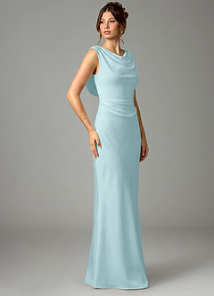 Azazie Kieryn Brautjungfernkleider Meerjungfrau-Linie Plissee Stretch-Satin Kleid Wolke Blau image3