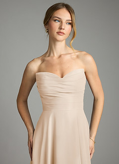 Azazie Ayla Abiti da Damigella Abito A-Line in Chiffon Scollo a Cuore Alabastro Bianco image4