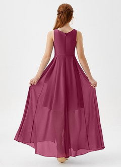 Azazie Lizette Junior Mulberry A-Line Pleated Chiffon Dress image5