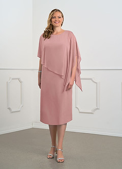 Azazie Sparrow Abiti per la Madre della Sposa Abito Tubino in Chiffon Paillettes Rosa Polverosa image7