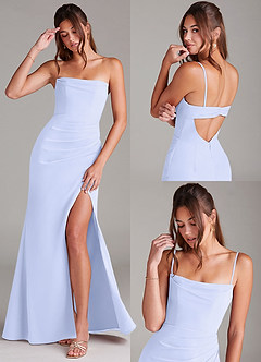 Azazie Leonis Bridesmaid Dresses Lavender Sheath Strapless Chiffon Convertible Dress image9