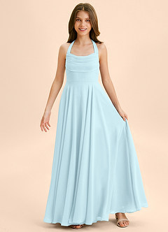 Azazie Kady Junior Robe Trapèze en Mousseline de soie Encolure en Forme de Cœur Bleu Nuage image3