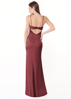 Azazie Leonis Bridesmaid Dresses Merlot Mermaid Pleated Stretch Satin Convertible Dress image3