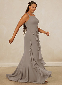 Christian Siriano Bridal for Azazie 1006 Robes de demoiselle d'honneur Robe Sirène en Mousseline de soie Rayé Taupe image13
