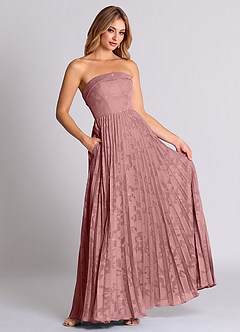 Azazie Mariana Bridesmaid Dresses Dusty Rose A-Line Strapless Floral Burnout Convertible Dress image3