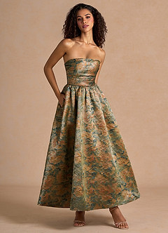 Vestido Verde Azulado Vintage Largo Ziva image3