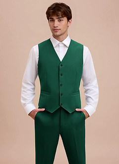 front Ethan Emerald Refined Weave Suit Vest