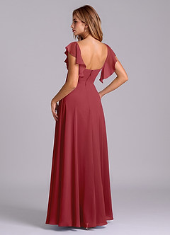 Azazie Leilani Bridesmaid Dresses Pomegranate A-Line Pleated Chiffon Dress image5