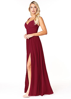 Azazie Chanel Brautjungfernkleider A-Linie Plissee Chiffon Kleid Burgunderrot image3