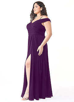 Azazie Audrianna Bridesmaid Dresses Grape A-Line Off-The-Shoulder Gathered Chiffon Convertible Dress image9