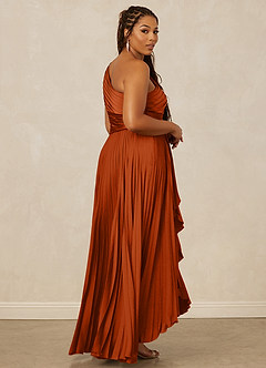 Christian Siriano Bridal for Azazie 1008 Bridesmaid Dresses Burnt Orange A-Line One Shoulder Stretch Satin Dress image13