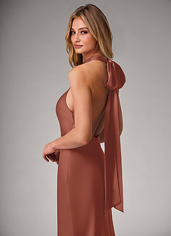 Azazie Velli Bridesmaid Dresses Auburn Mermaid Stretch Satin Dress image2