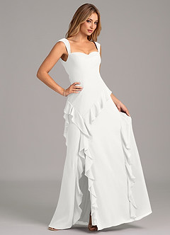 Azazie Sloane Bridesmaid Dresses White A-Line Sweetheart Neckline Chiffon Dress image3