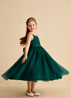 Azazie Patootie vestidos de niña de las flores Vestido de Pino de Tul de Corte En A con Tirante Espagueti image3