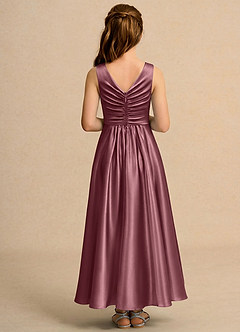 Azazie Ducky Girls Formal Flower Girl Dresses Desert Rose A-Line Pleated Stretch Satin Dress image2