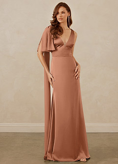 Christian Siriano Bridal for Azazie 1011 Kleider zum Anprobieren zu Hause Meerjungfrau-Linie Schleifen Stretch-Satin Kleid Bronzer image5