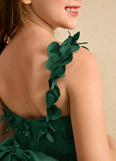 Azazie Tweety Flower Girl Dresses Dark Green A-Line Lace Tulle Dress image7