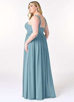 Azazie Elvira Bridesmaid Dresses Moody Blue A-Line Pleated Chiffon Dress image10