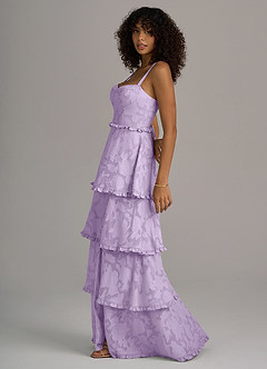 Azazie Romie Bridesmaid Dresses Lilac A-Line Corset Floral Burnout Dress image2