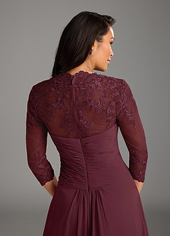 Azazie Devereaux Mother of the Bride Dresses Cabernet A-Line Lace Chiffon Dress image3