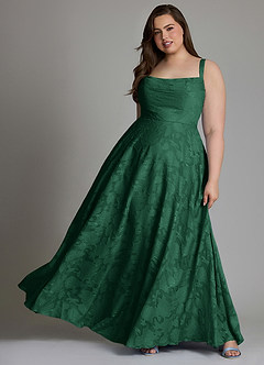 Azazie Shaude Bridesmaid Dresses Dark Green A-Line Pleated Floral Burnout Dress image8
