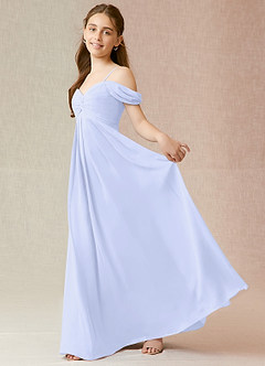 Azazie Kaitlynn Junior Lavender A-Line Off the Shoulder Chiffon Dress image3