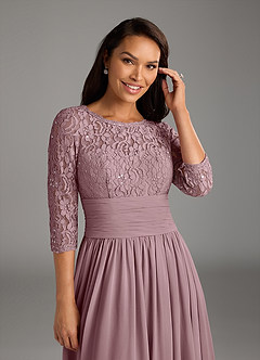 Azazie Olga Mother of the Bride Dresses Dusty Rose A-Line Lace Chiffon Dress image5