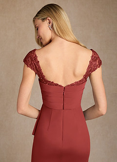 Azazie Belfast Mother of the Bride Dresses Rust Sheath Lace Mesh Dress image6