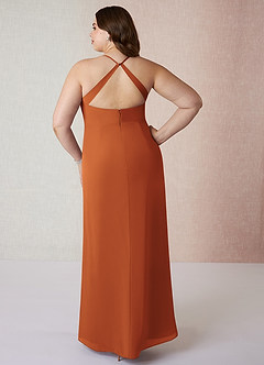 Azazie Manila Bridesmaid Dresses Cinnamon Sheath V-Neck Chiffon Dress image8
