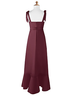 Azazie Barbara Junior Cabernet A-Line Bow Matte Satin Dress image7