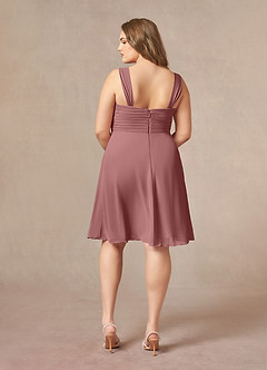 Azazie Olivia Mother of the Bride Dresses Desert Rose A-Line Square Neckline Pleated Chiffon Dress image5