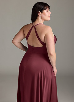 Azazie Davis Brautjungfernkleider A-Linie Plissee Stretch-Satin Kleid Merlot image12
