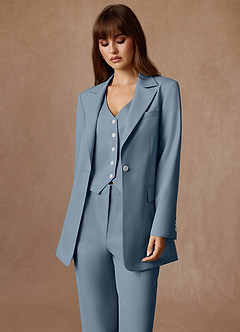 front Rowan Blu Polveroso Blazer Performance in tessuto raffinato