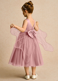 Azazie Pear Flower Girl Dresses Dusty Rose Ball-Gown Bow Tulle Dress image5