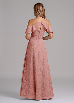 Azazie Dakota Bridesmaid Dresses Rosette A-Line Off the Shoulder Floral Burnout Dress image2
