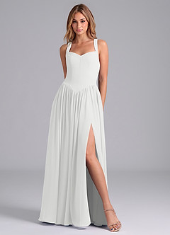 Azazie Francis Bridesmaid Dresses White A-Line Corset Chiffon Dress image3