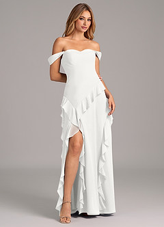 Azazie Sloane Bridesmaid Dresses White A-Line Sweetheart Neckline Chiffon Dress image4