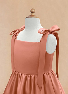 Azazie Chelsie Flower Girl Dresses MAI TAI A-Line Bow Matte Satin Dress image8