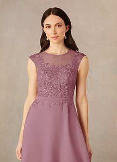 Azazie Klaus Mère de la mariée Robes Robe Trapèze en Mousseline de soie Paillettes Scoop Mauve Vintage image5