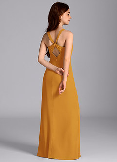 Azazie Mero Junior Meerjungfrau-Linie Plissee Chiffon Kleid Butterscotch image7