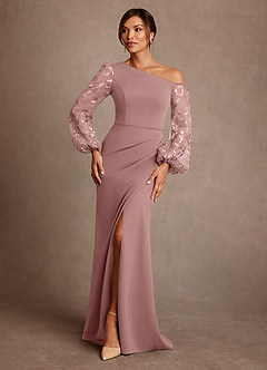 Azazie Cathleen 신부의 어머니 드레스 쉬스 레이스 플로어 길이 드레스 image1