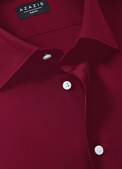 front Julian Burgundy Stretch Satin Dress Shirt