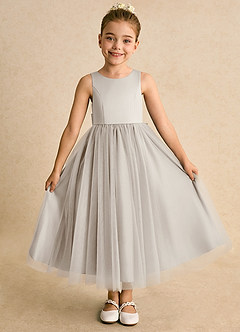 Azazie Solia Flower Girl Dresses Frost Ball-Gown Bow Tulle Dress image2