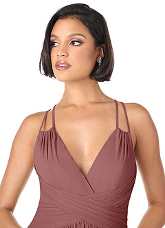 Azazie Farren Final Sale Desert Rose A-Line Pleated Chiffon Convertible Dress image4