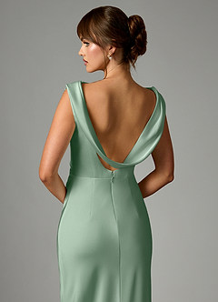 Azazie Kieryn Robes de demoiselle d'honneur Robe Sirène en Satin extensible Plissée Agave image2