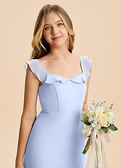 Azazie Cindy Junior Ice A-Line Ruched Chiffon Dress image6